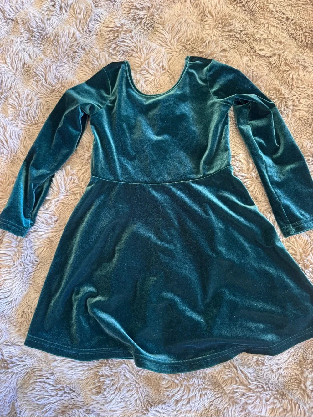 The Children's Place Teal Velvet Long-Sleeve Fit & Flare Dress